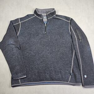 Kuhl Chianti Fleece Sweater Mens XL Wool Blend Quarter Zip Gray Blue Hiking